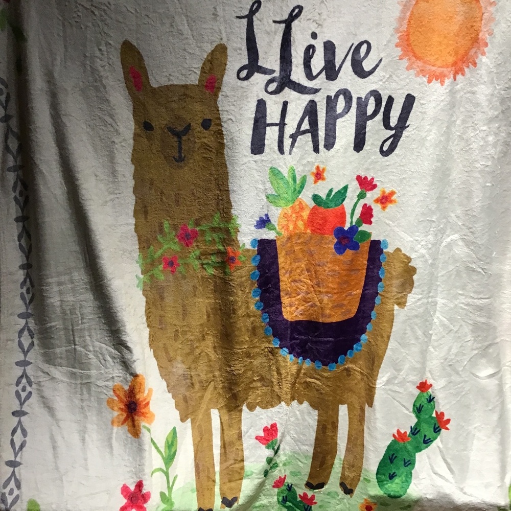 Natural Life Cozy Blanket Llive Happy NWT 50” x 60”